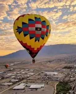 Hot-air balloon at sunrise in Albuquerque